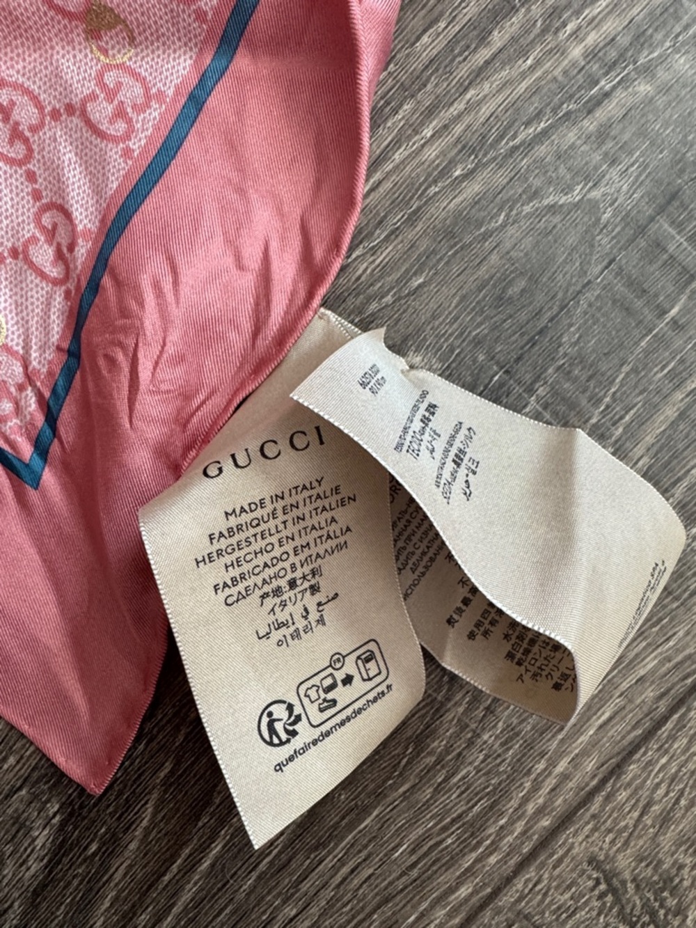 Gucci Pink & blue Silk Logo Scarf - Picture 4 of 7